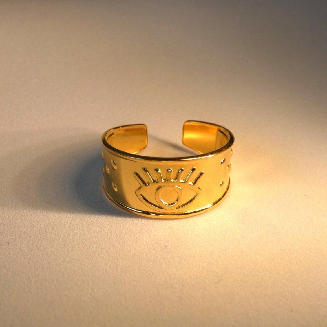 Evil Eye Charm 18K Gold Plated Ring - Shineers