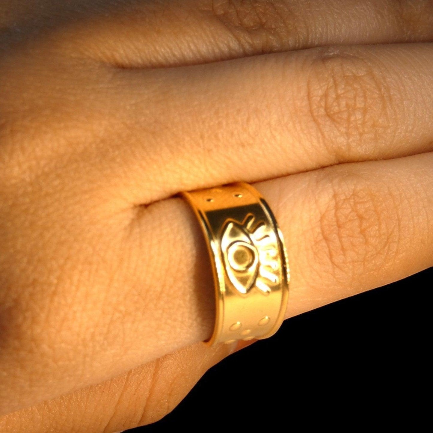 Evil Eye Charm 18K Gold Plated Ring - Shineers