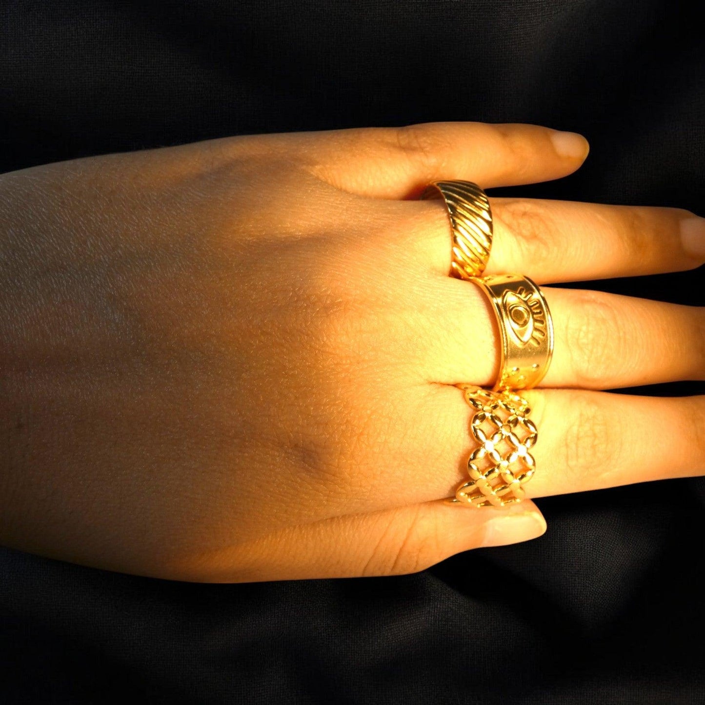 Stack it Up : Set of 3, 18K gold Plated Rings - Shineers