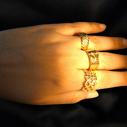 Stack it Up : Set of 3, 18K gold Plated Rings - Shineers