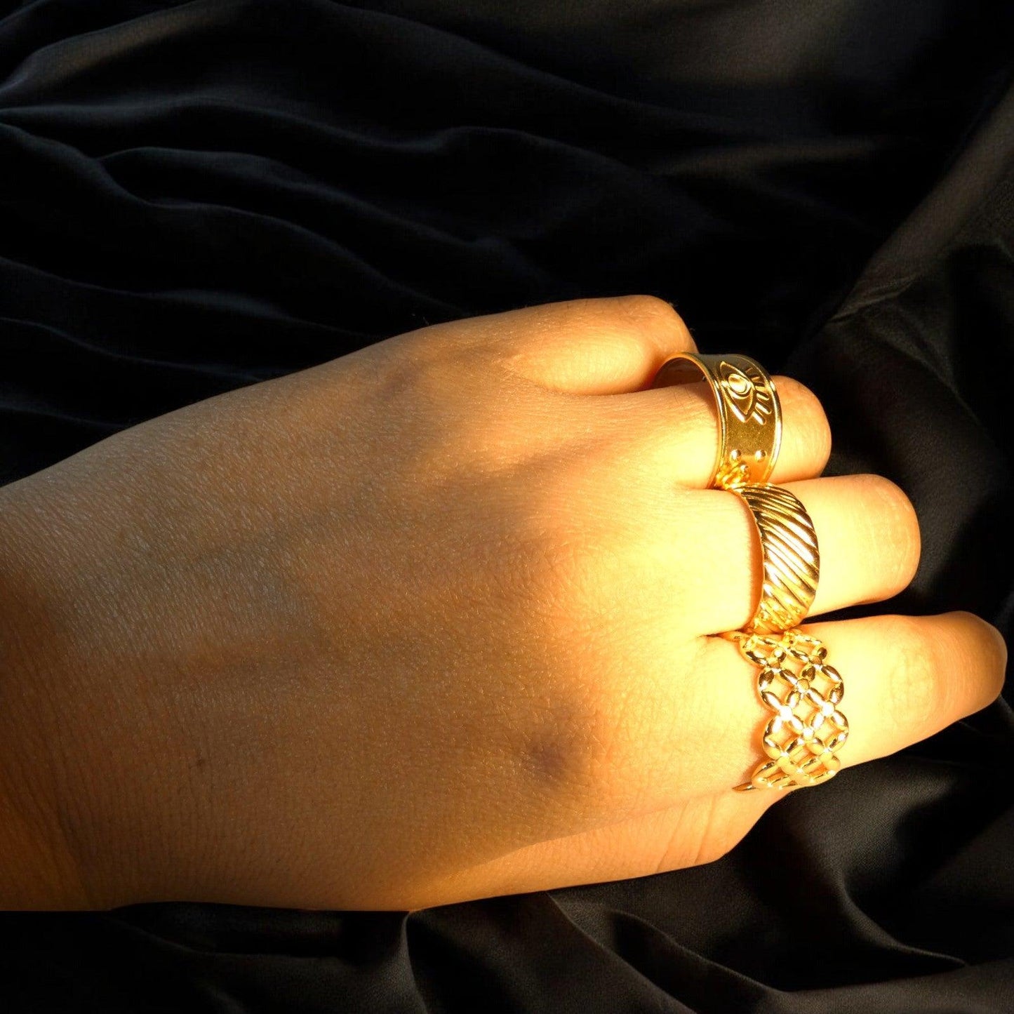 Stack it Up : Set of 3, 18K gold Plated Rings - Shineers