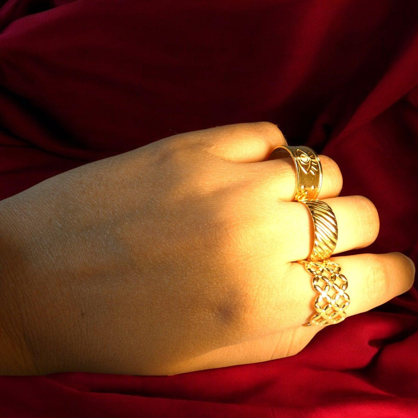 Stack it Up : Set of 3, 18K gold Plated Rings - Shineers