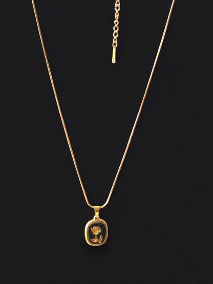 Black Rose Pendant Necklace - Shineers
