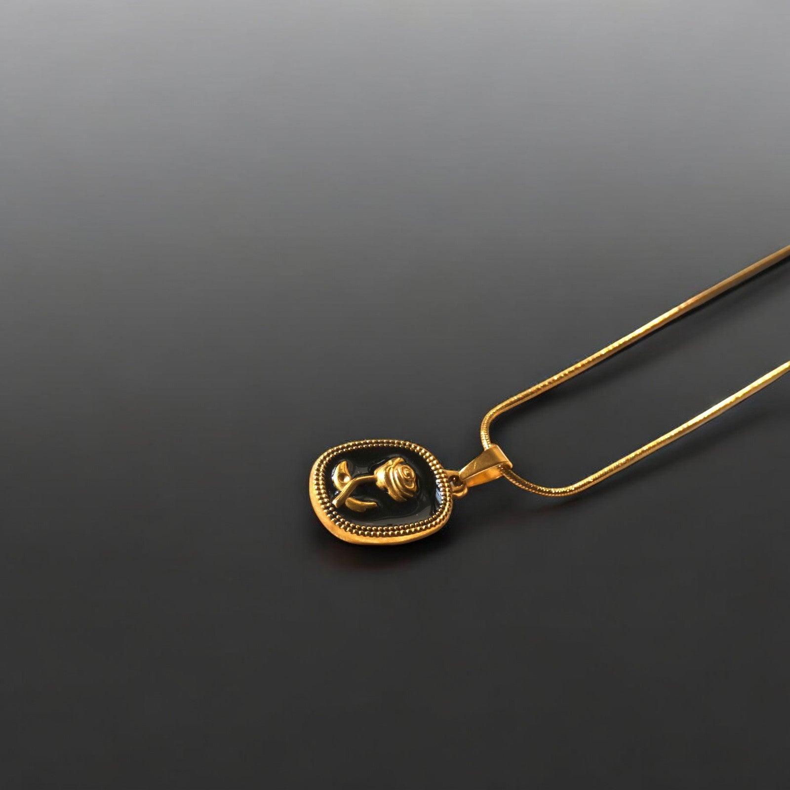 Black Rose Pendant Necklace - Shineers