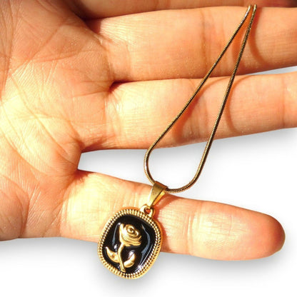 Black Rose Pendant Necklace - Shineers