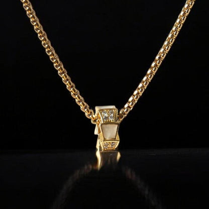 Pretty Stone Studded Wheel Pendant Necklace - Shineers