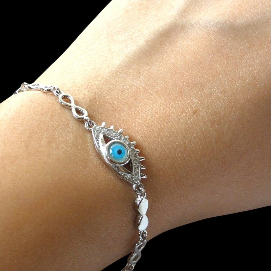 Boss Evil Eye Charm 925 Sterling Silver Bracelet - Shineers