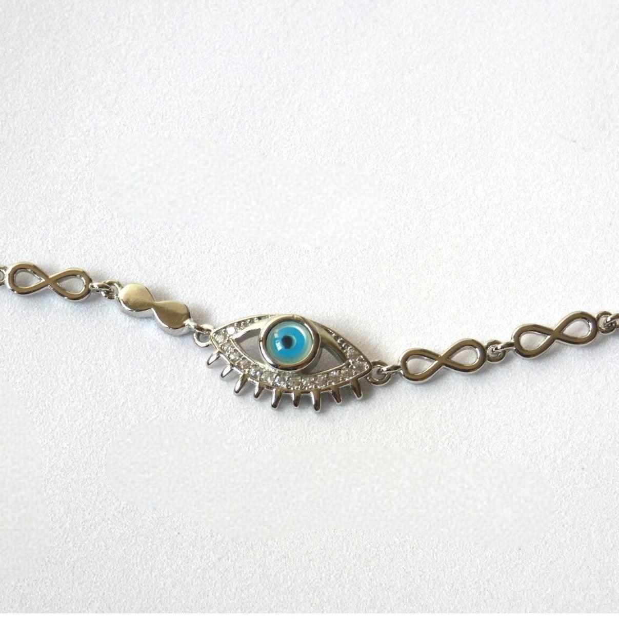 Boss Evil Eye Charm 925 Sterling Silver Bracelet - Shineers