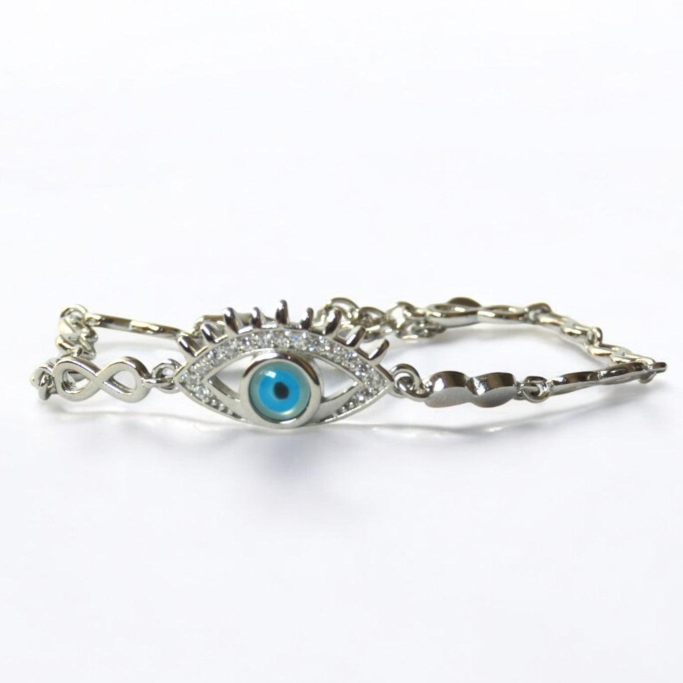 Boss Evil Eye Charm 925 Sterling Silver Bracelet - Shineers