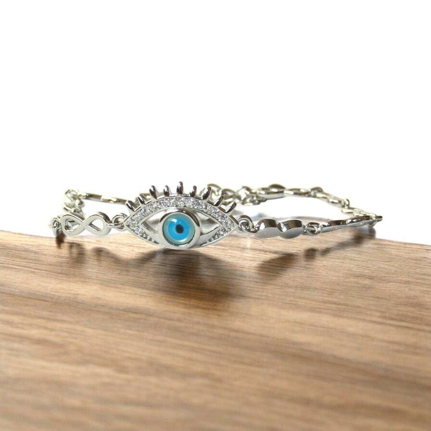 Boss Evil Eye Charm 925 Sterling Silver Bracelet - Shineers