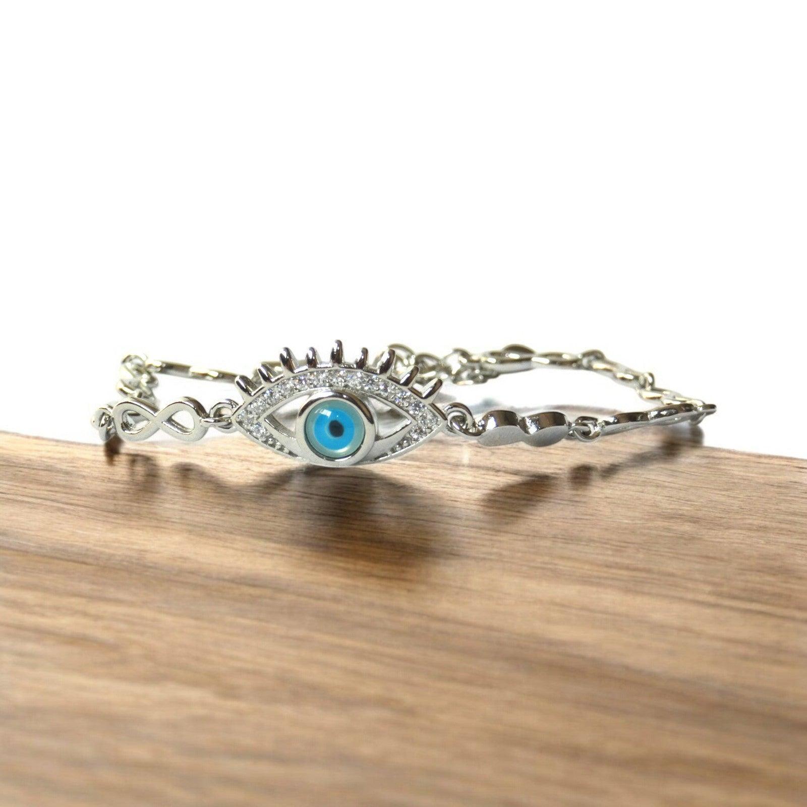 Boss Evil Eye Charm 925 Sterling Silver Bracelet - Shineers