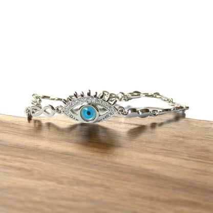 Boss Evil Eye Charm 925 Sterling Silver Bracelet - Shineers