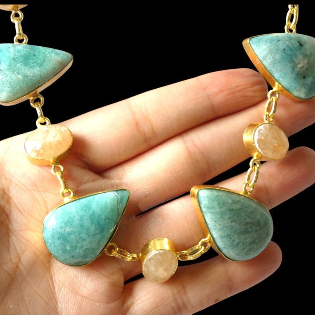 Natural Stone Handcrafted Gold Plated Choker - Shineers