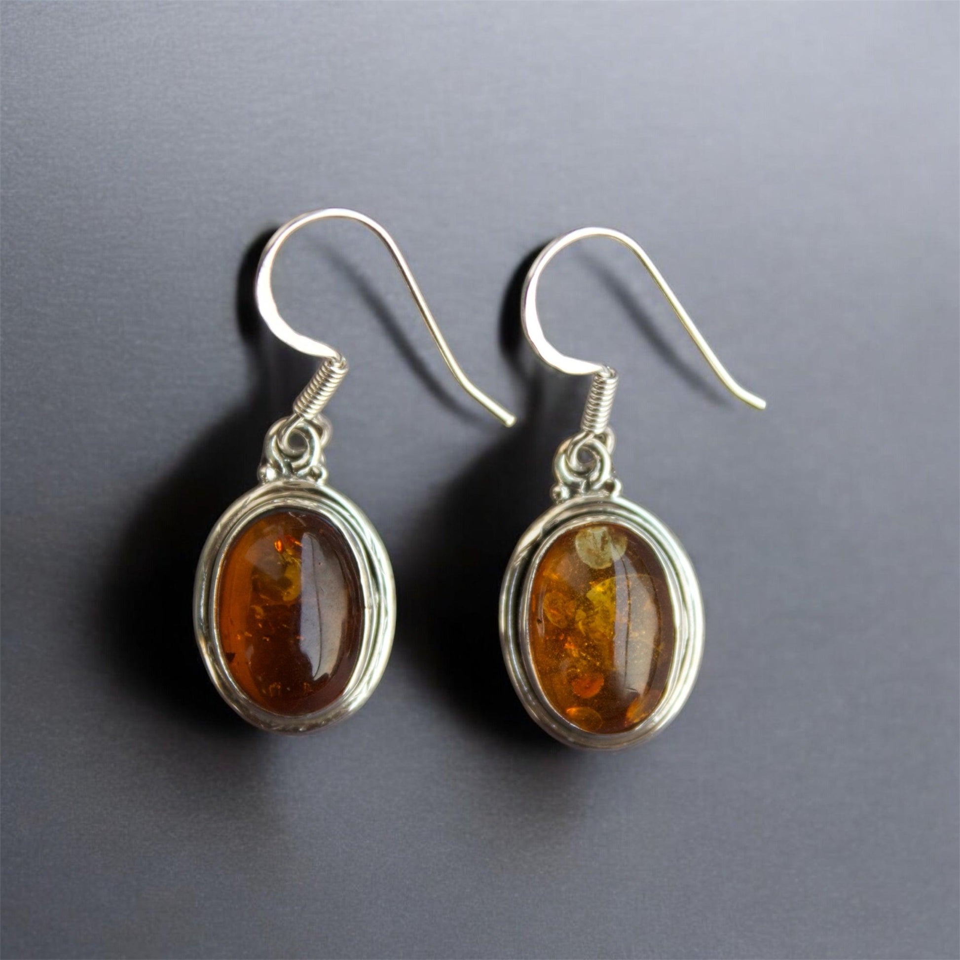 Honey Bliss Amber Gemstone 925 Silver Earrings - Shineers