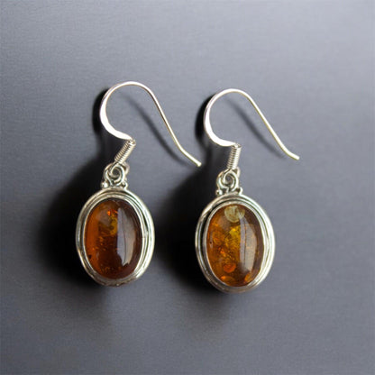Honey Bliss Amber Gemstone 925 Silver Earrings - Shineers