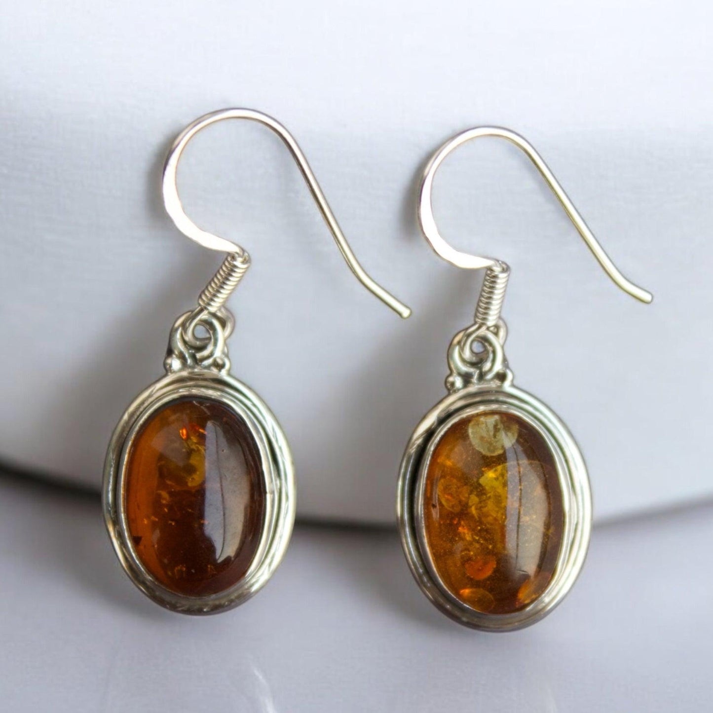 Honey Bliss Amber Gemstone 925 Silver Earrings - Shineers