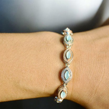 Blue Lagoon Rose Gold and Silver Chain Bracelet - Shineers