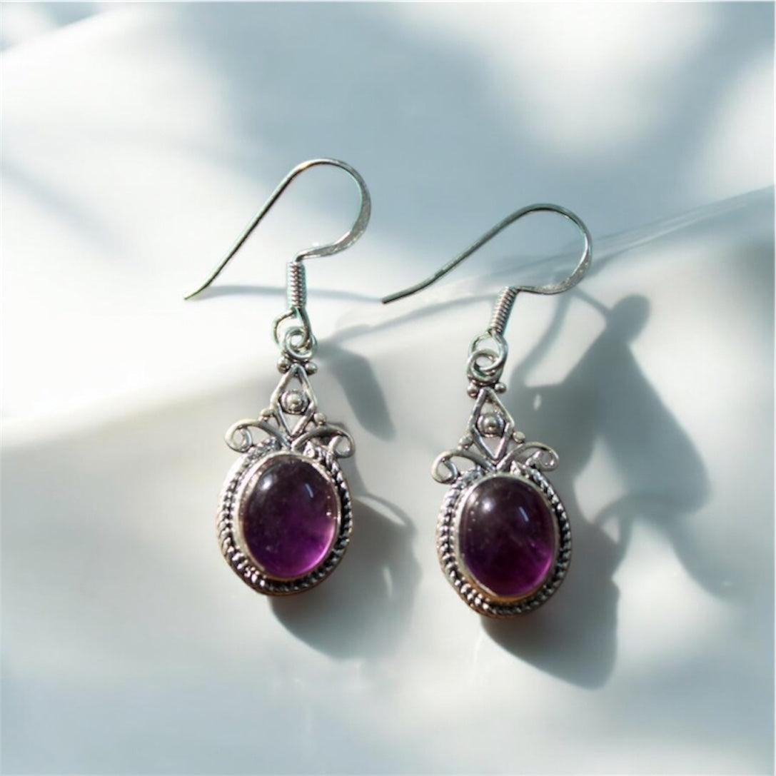 Purple Majesty Amethyst 925 Silver Earrings - Shineers