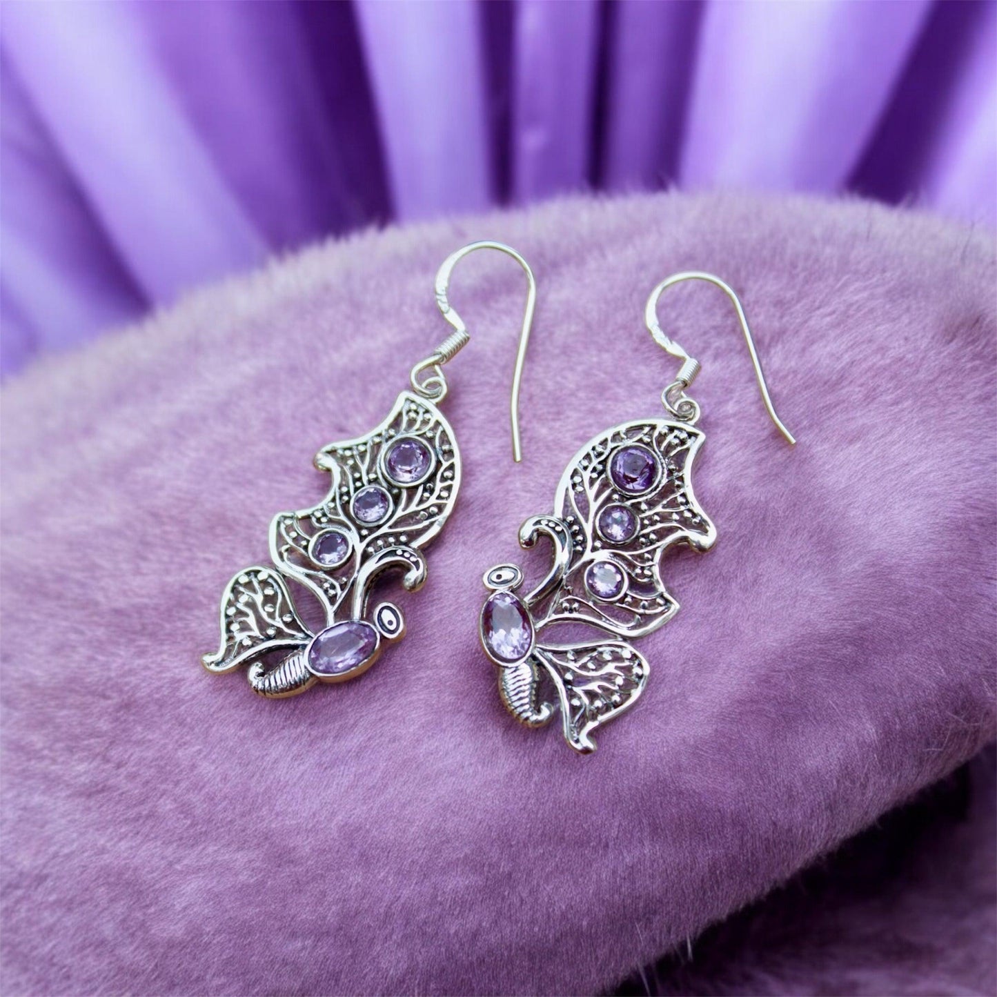 Butterfly Lolite Gemstone 925 Silver Earrings - Shineers