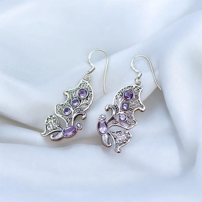Butterfly Lolite Gemstone 925 Silver Earrings - Shineers