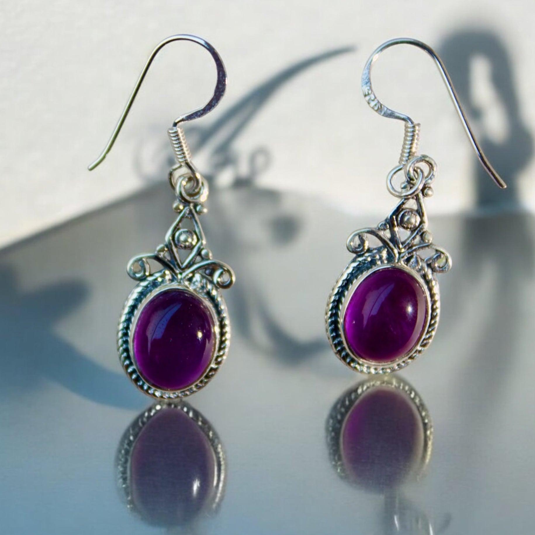 Purple Majesty Amethyst 925 Silver Earrings - Shineers
