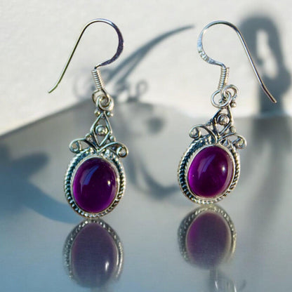 Purple Majesty Amethyst 925 Silver Earrings - Shineers