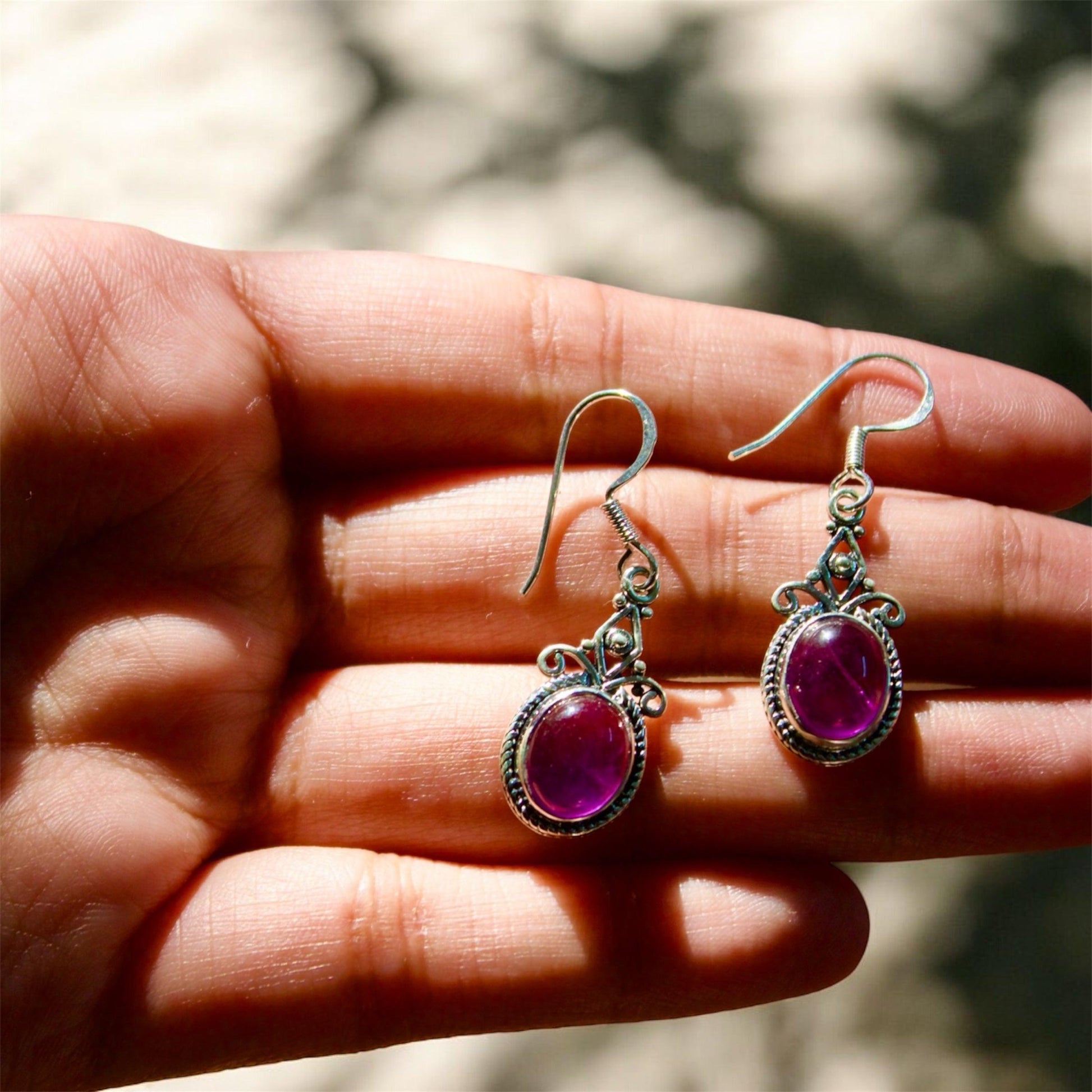 Purple Majesty Amethyst 925 Silver Earrings - Shineers