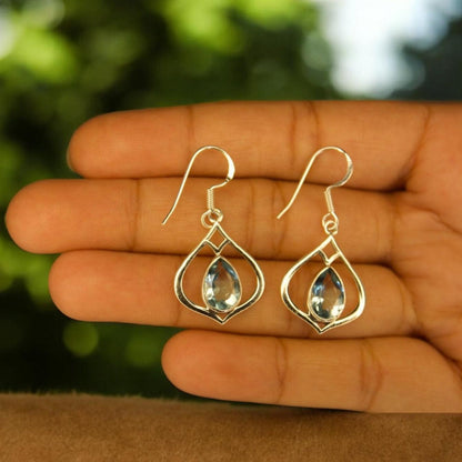 Luminous Blue Topaz 925 Silver Earrings - Shineers