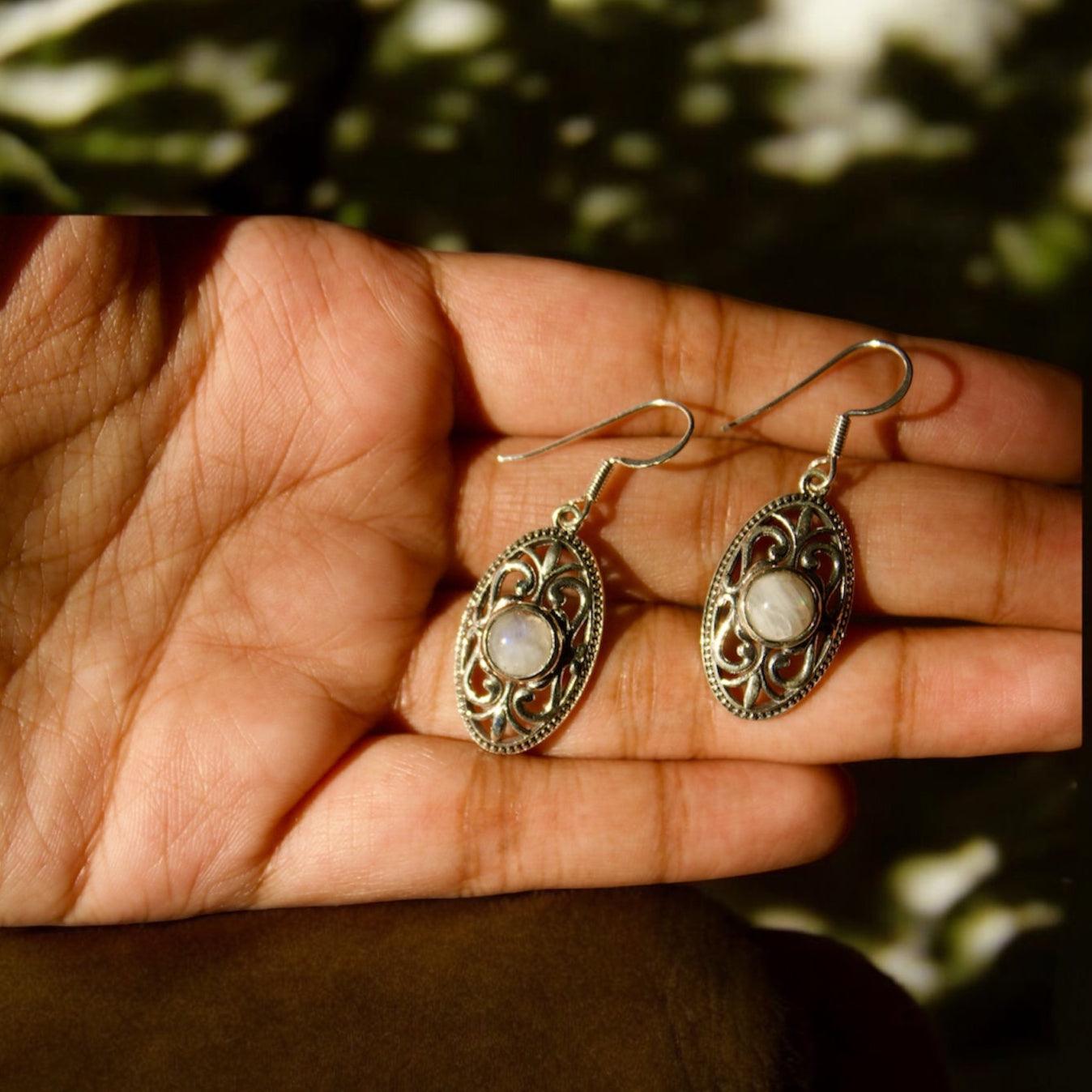 Starry Glow Opal Stone 925 Silver Earrings - Shineers