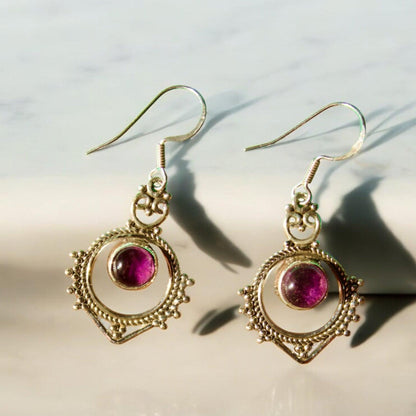 Royal Aura Amethyst 925 Silver Earrings - Shineers