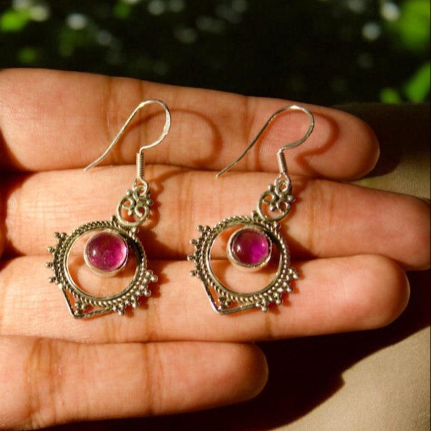 Royal Aura Amethyst 925 Silver Earrings - Shineers
