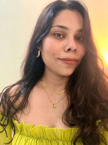 Crescent Moon Double layered chain Pendant